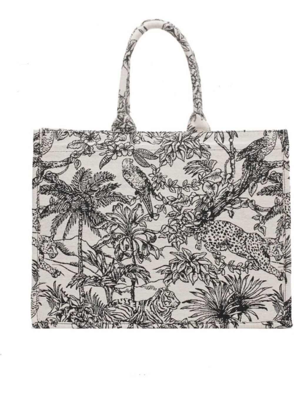 Large Capacity Floral Embroidered Linen Cotton Handbag - Retro Doodle Tote
